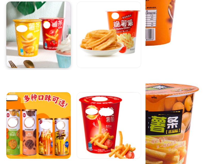 各種薯?xiàng)l等膨化食品的紙塑杯蓋膜包裝，應(yīng)用越業(yè)越多
